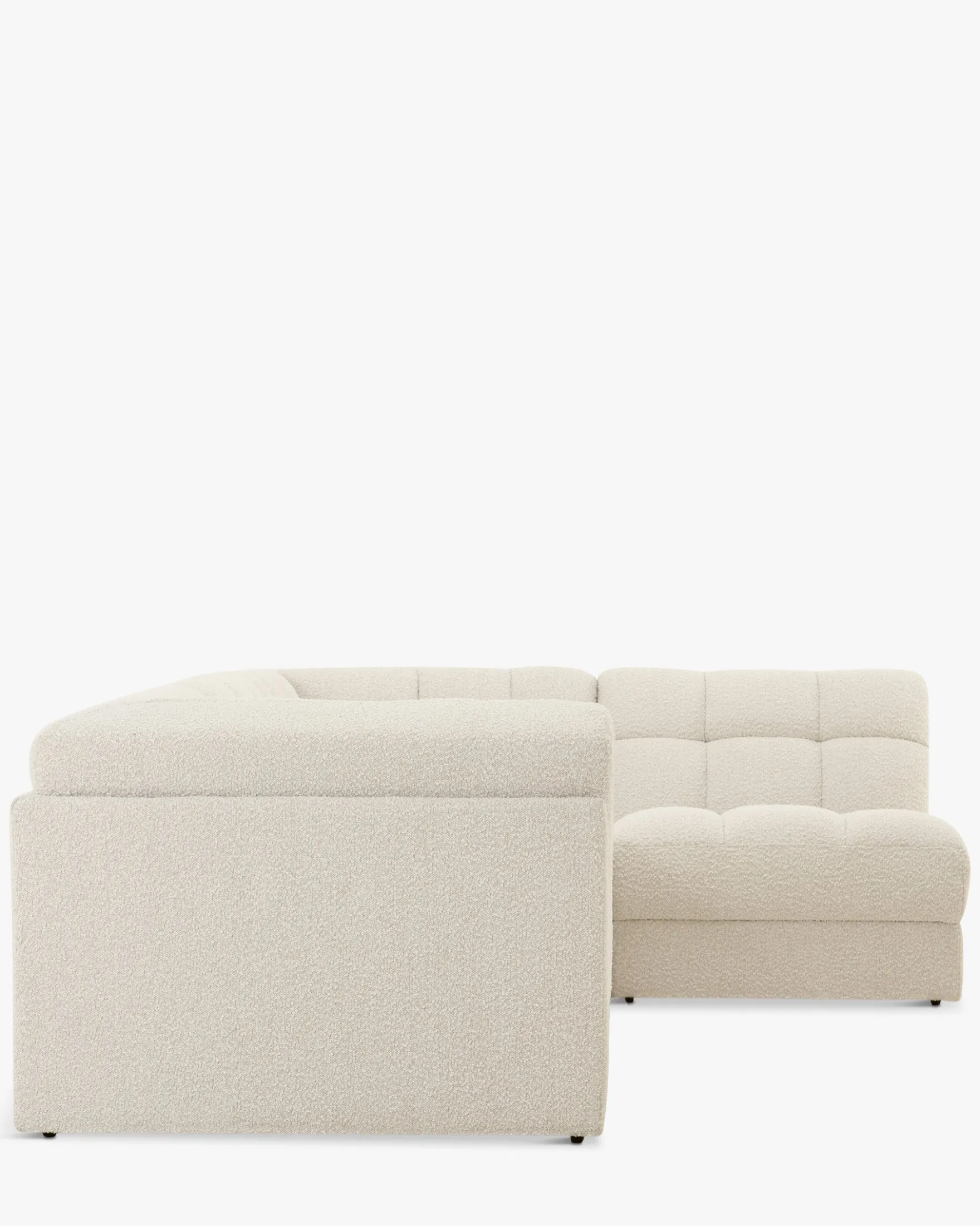 Canapé d'angle modulable, Blanc avoine bouclé, L296 Paul