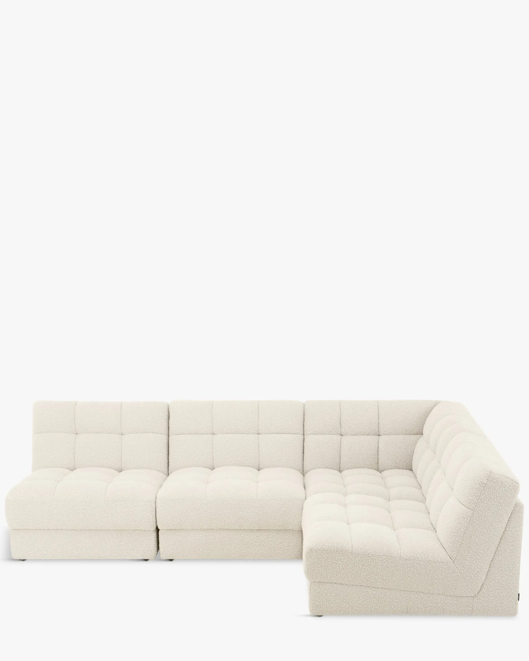 Canapé d'angle modulable, Blanc avoine bouclé, L276 Paul