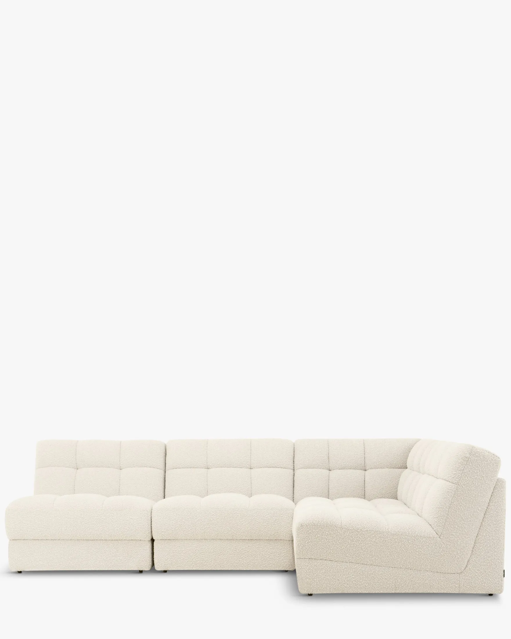 Canapé d'angle modulable, Blanc avoine bouclé, L276 Paul