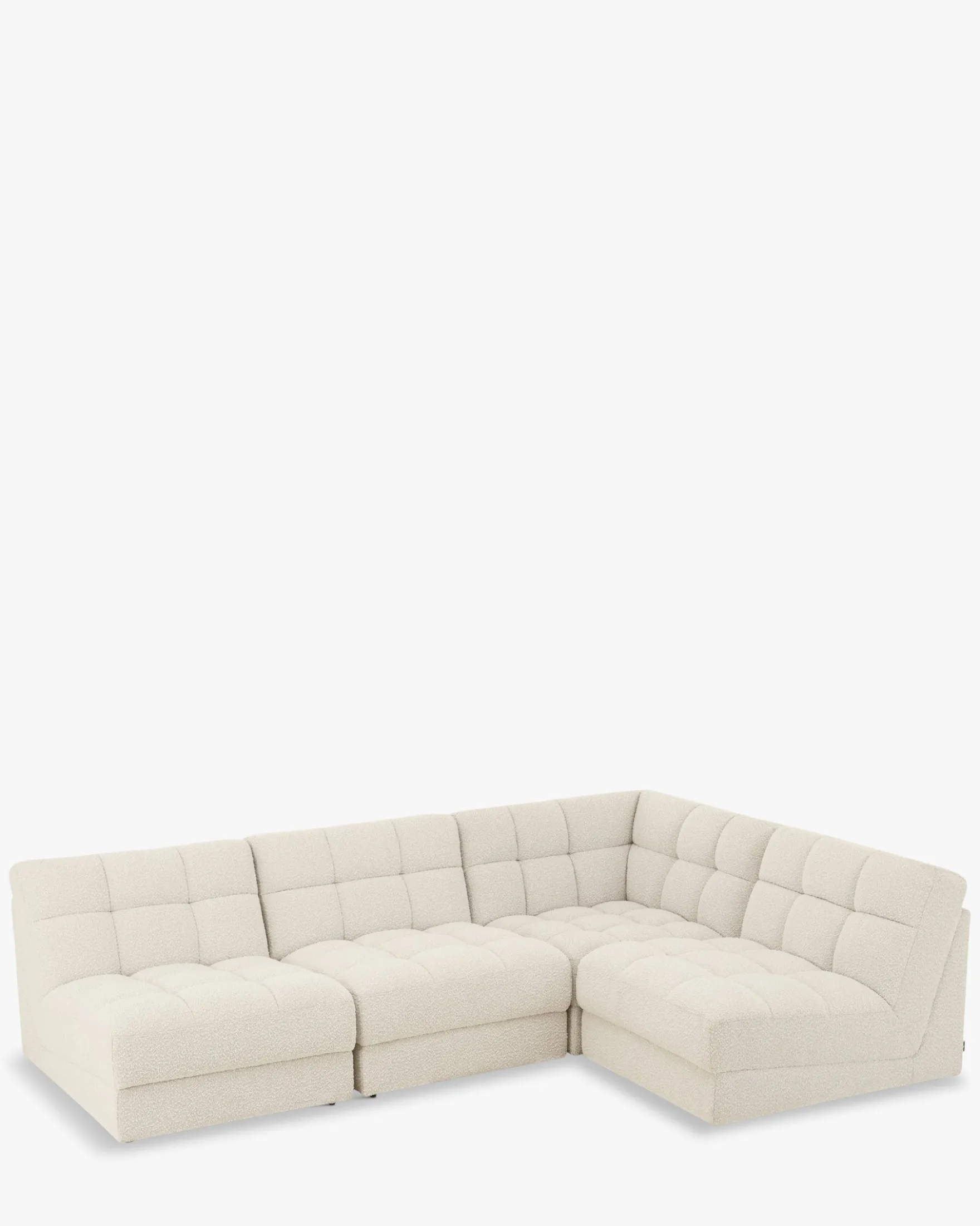 Canapé d'angle modulable, Blanc avoine bouclé, L276 Paul