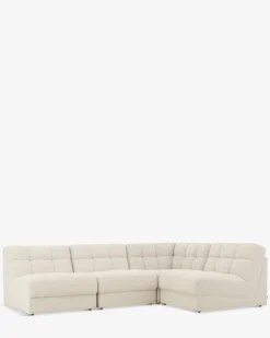 Canapé d'angle modulable, Blanc avoine bouclé, L276 Paul