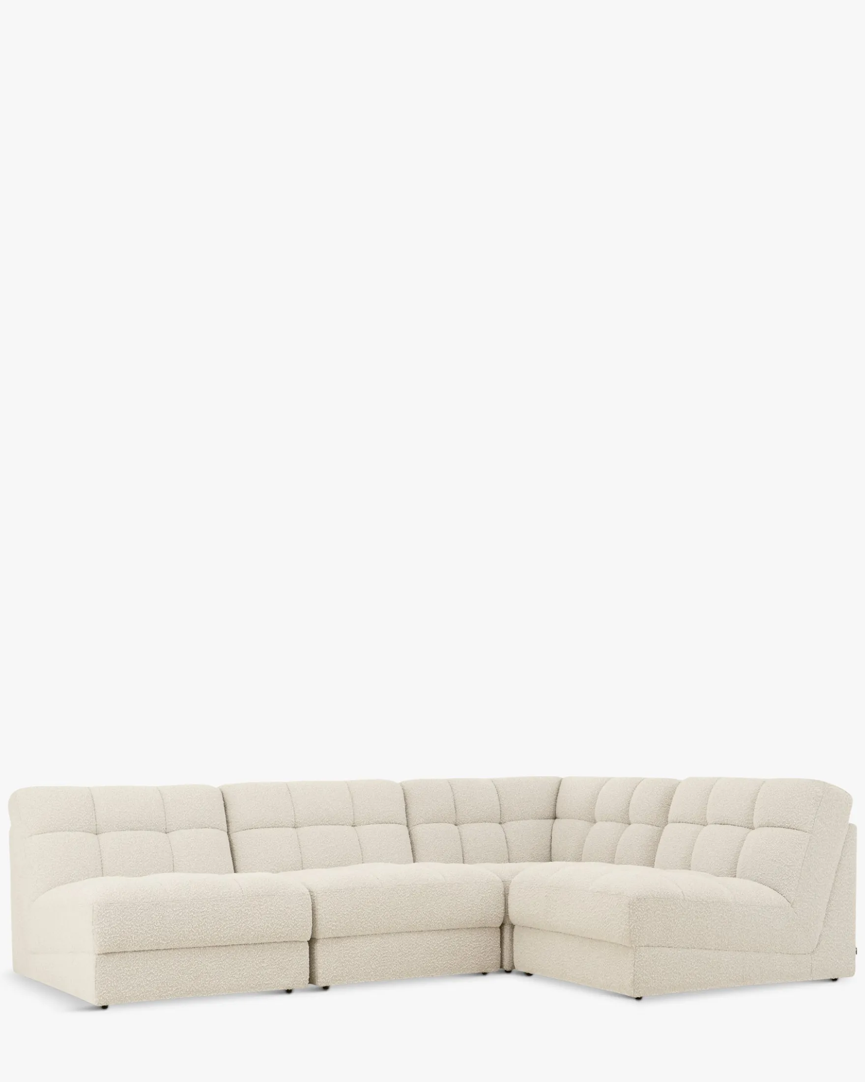 Canapé d'angle modulable, Blanc avoine bouclé, L276 Paul