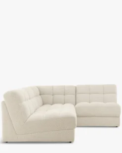 Canapé d'angle modulable, Blanc avoine bouclé, L276 Paul