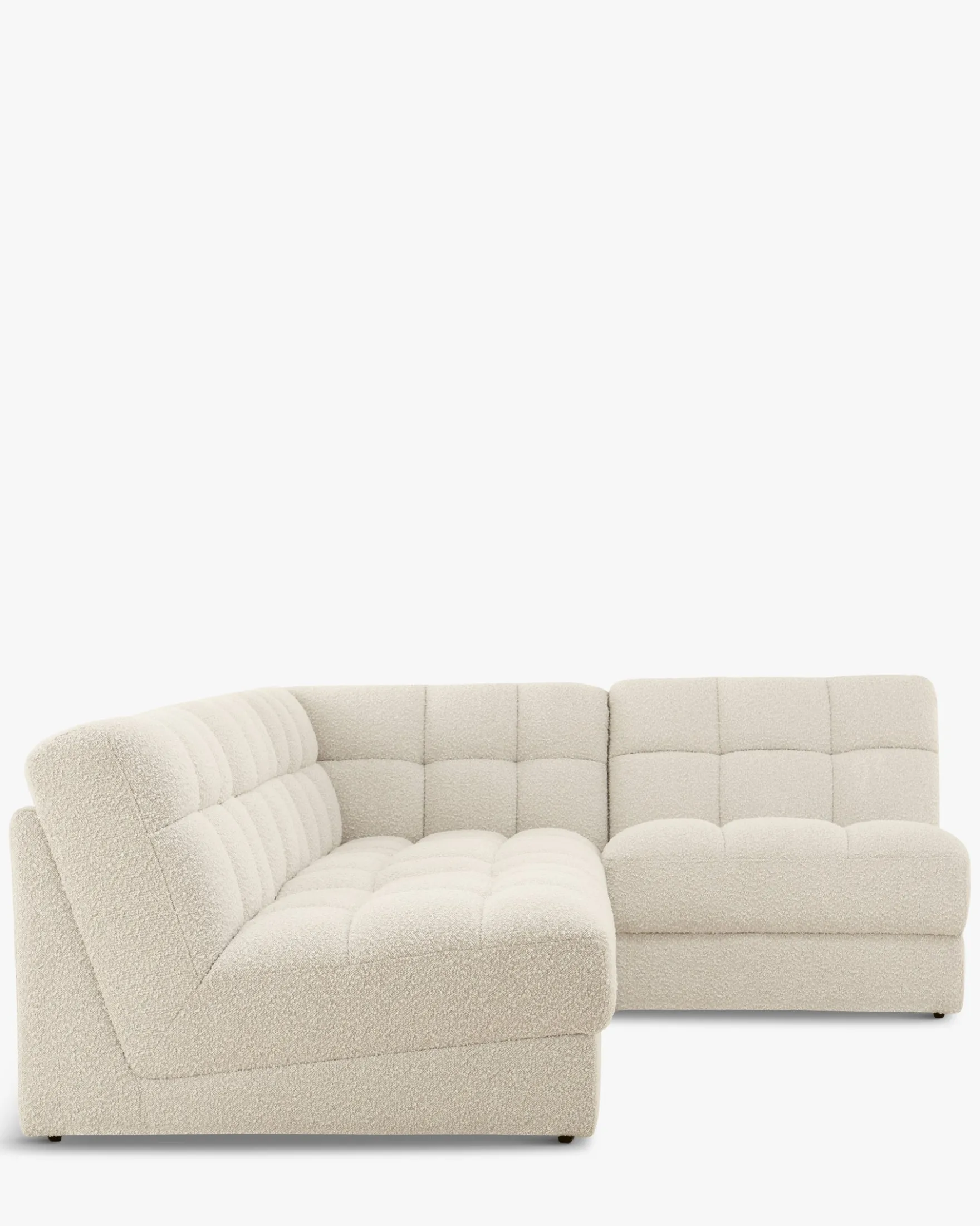 Canapé d'angle modulable, Blanc avoine bouclé, L276 Paul