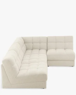 Canapé d'angle modulable, Blanc avoine bouclé, L276 Paul