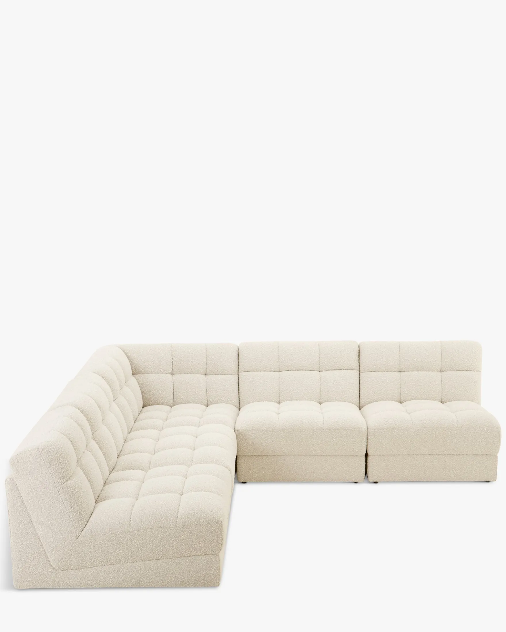 Canapé d'angle modulable, Blanc avoine bouclé, L276 Paul