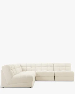 Canapé d'angle modulable, Blanc avoine bouclé, L276 Paul
