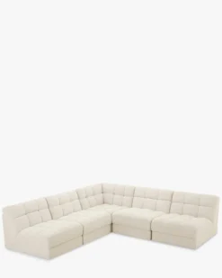 Canapé d'angle modulable, Blanc avoine bouclé, L276 Paul
