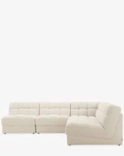 Canapé d'angle modulable, Blanc avoine bouclé, L276 Paul