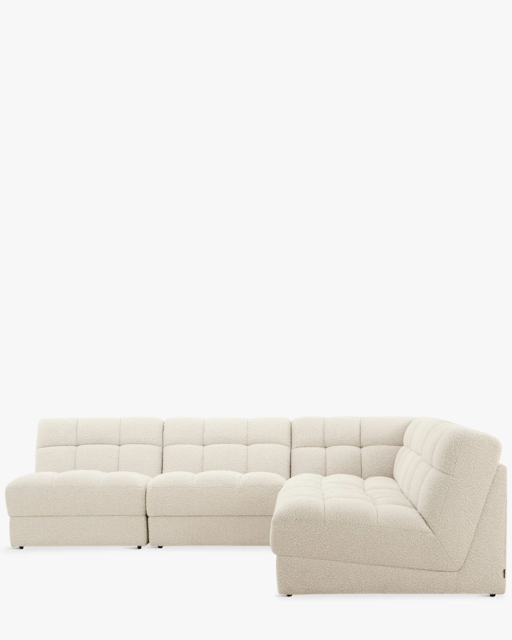 Canapé d'angle modulable, Blanc avoine bouclé, L276 Paul