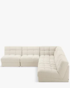 Canapé d'angle modulable, Blanc avoine bouclé, L276 Paul