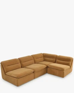 Canapé d'angle modulable, Marron sienne déperlant Pulp
