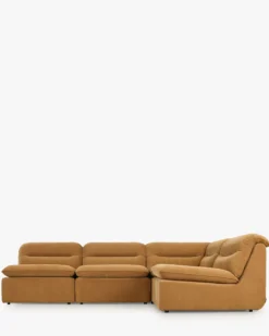 Canapé d'angle modulable, Marron sienne déperlant Pulp