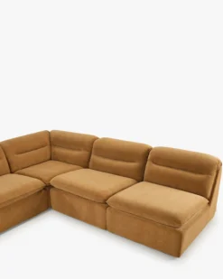Canapé d'angle modulable, Marron sienne déperlant Pulp