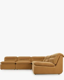 Canapé d'angle modulable, Marron sienne déperlant Pulp
