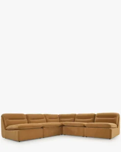 Canapé d'angle modulable, Marron sienne déperlant Pulp