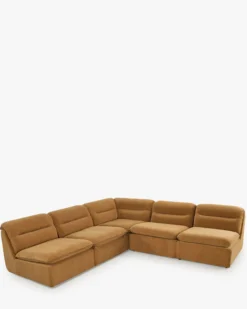 Canapé d'angle modulable, Marron sienne déperlant Pulp