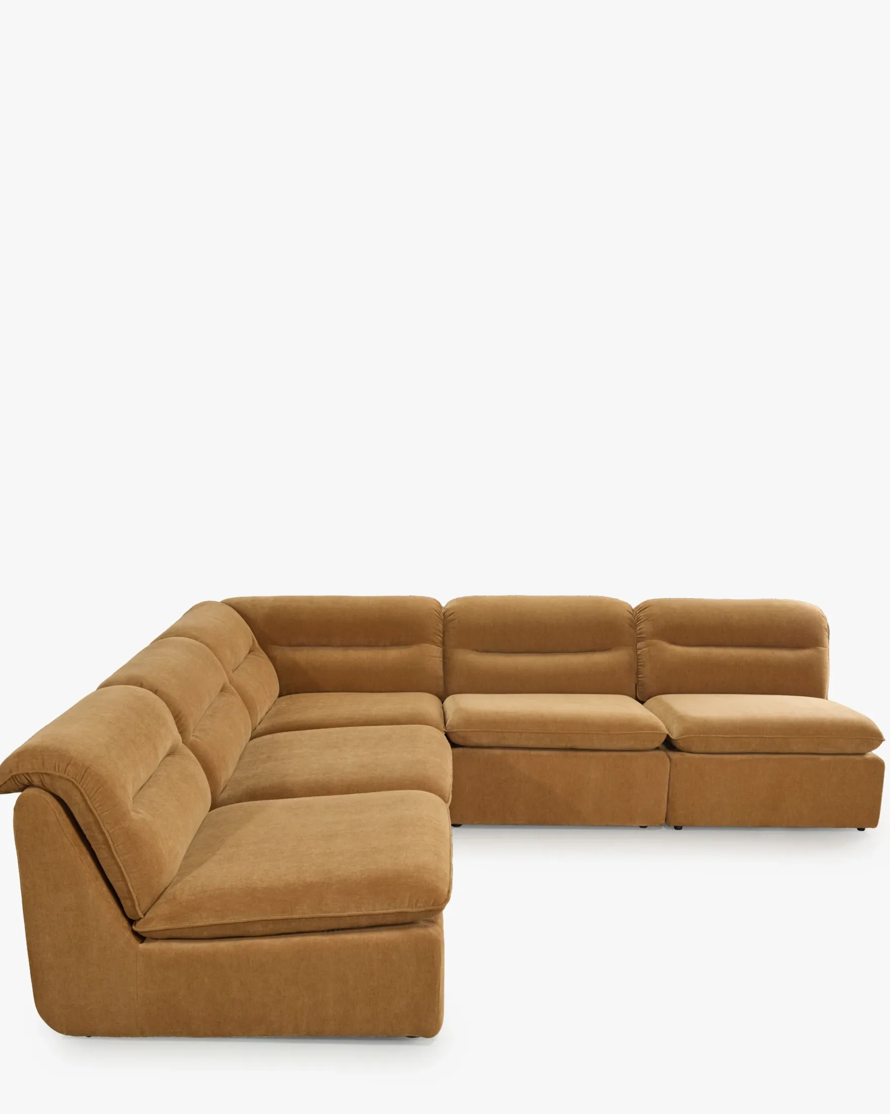 Canapé d'angle modulable, Marron sienne déperlant Pulp