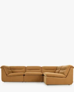 Canapé d'angle modulable, Marron sienne déperlant Pulp