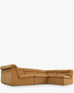 Canapé d'angle modulable, Marron sienne déperlant Pulp