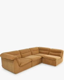 Canapé d'angle modulable, Marron sienne déperlant Pulp