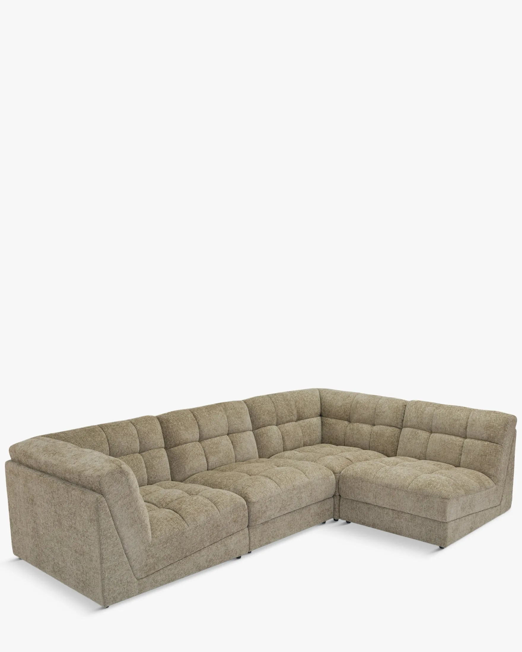 Canapé d'angle modulable, Tweed taupe, L297 Paul