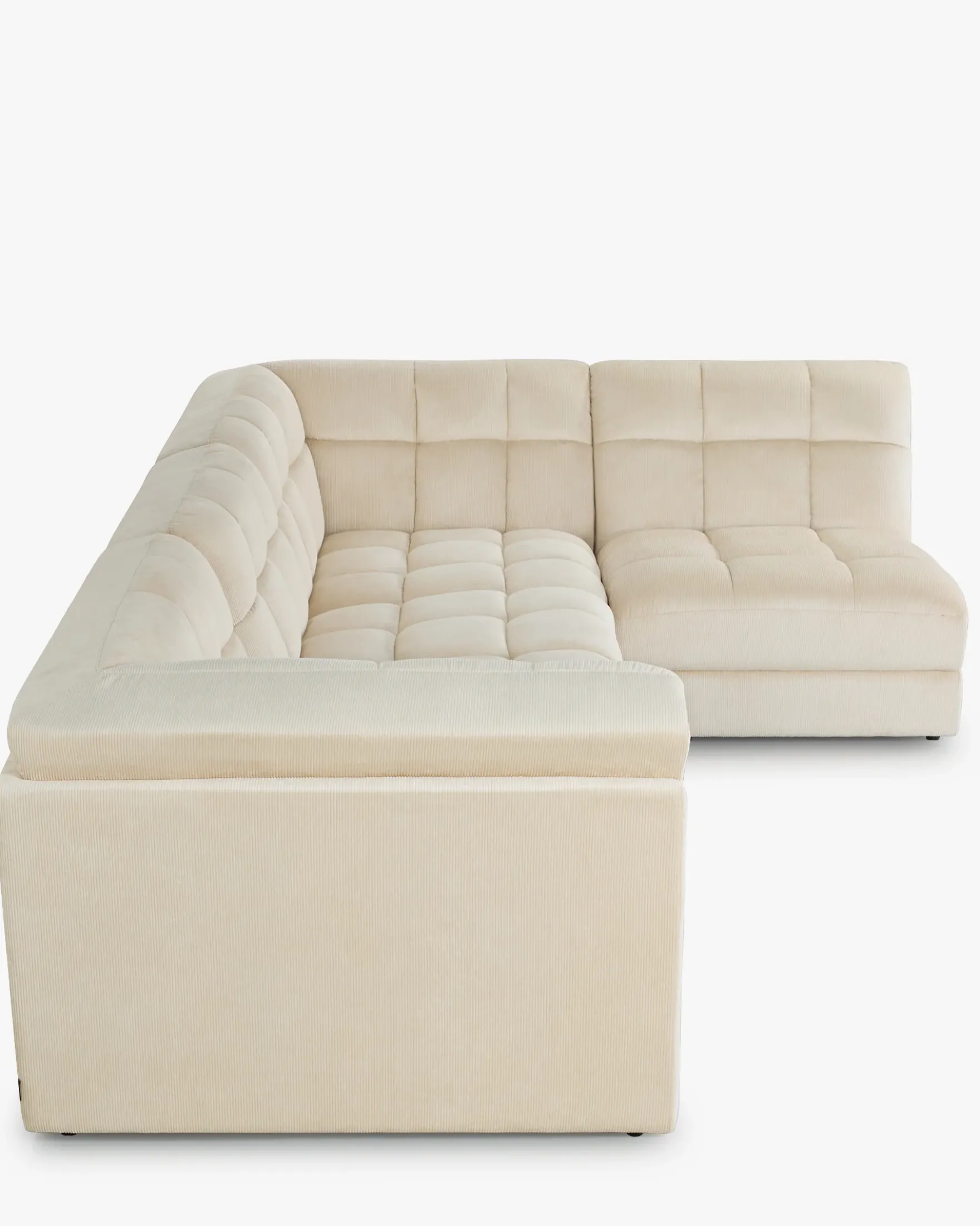 Canapé d'angle modulable, Velours beige pampa anti-tâches, L297 Paul