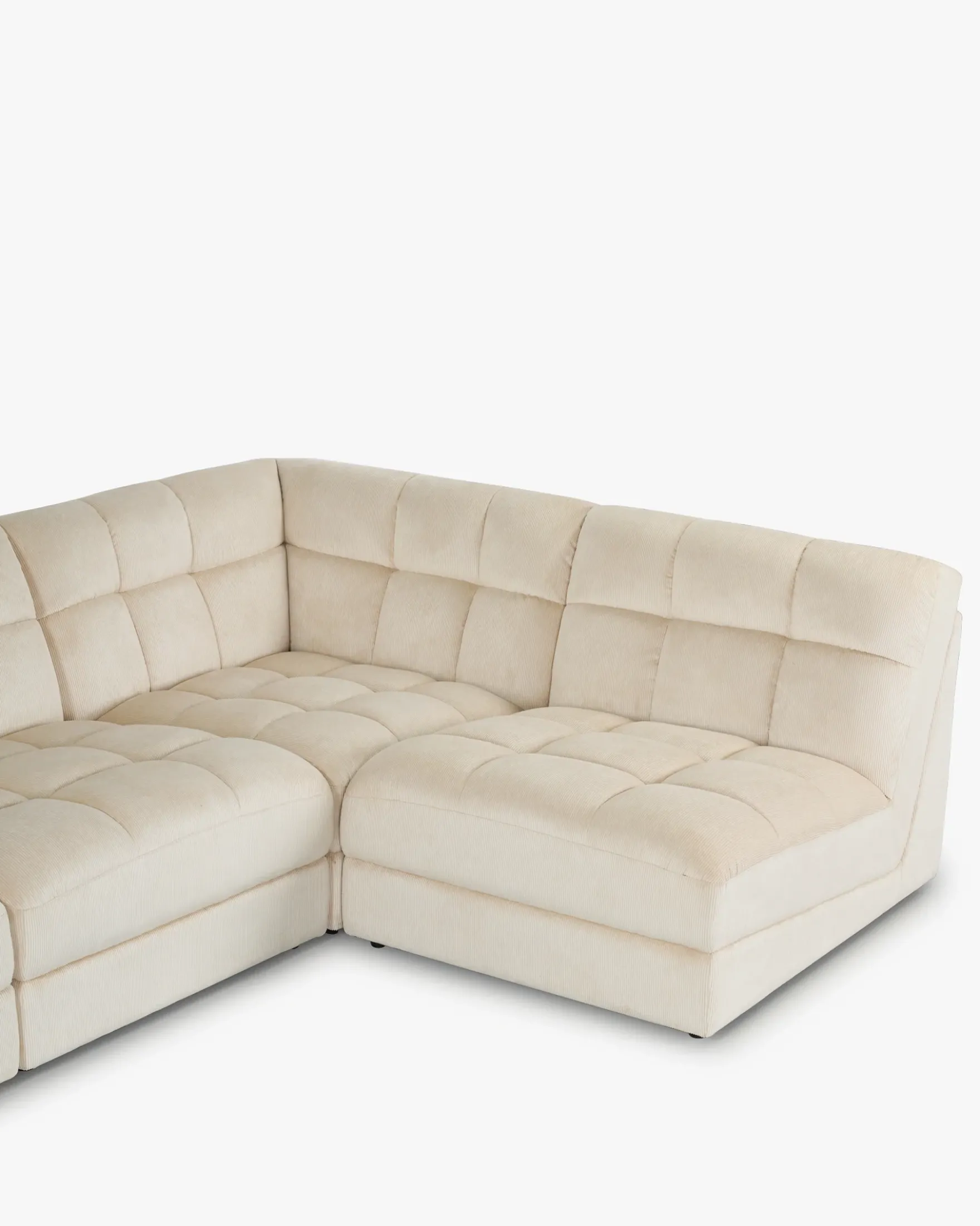 Canapé d'angle modulable, Velours beige pampa anti-tâches, L297 Paul
