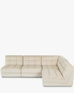 Canapé d'angle modulable, Velours beige pampa anti-tâches, L276 Paul