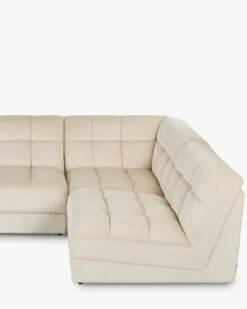 Canapé d'angle modulable, Velours beige pampa anti-tâches, L276 Paul