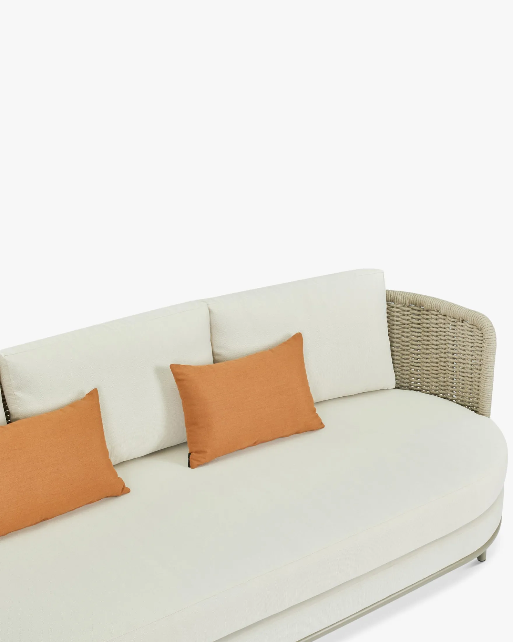 Canapé de jardin 3 places, Blanc/terracotta waterproof & métal taupe, L220 Florentino