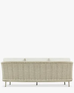 Canapé de jardin 3 places, Blanc/terracotta waterproof & métal taupe, L220 Florentino