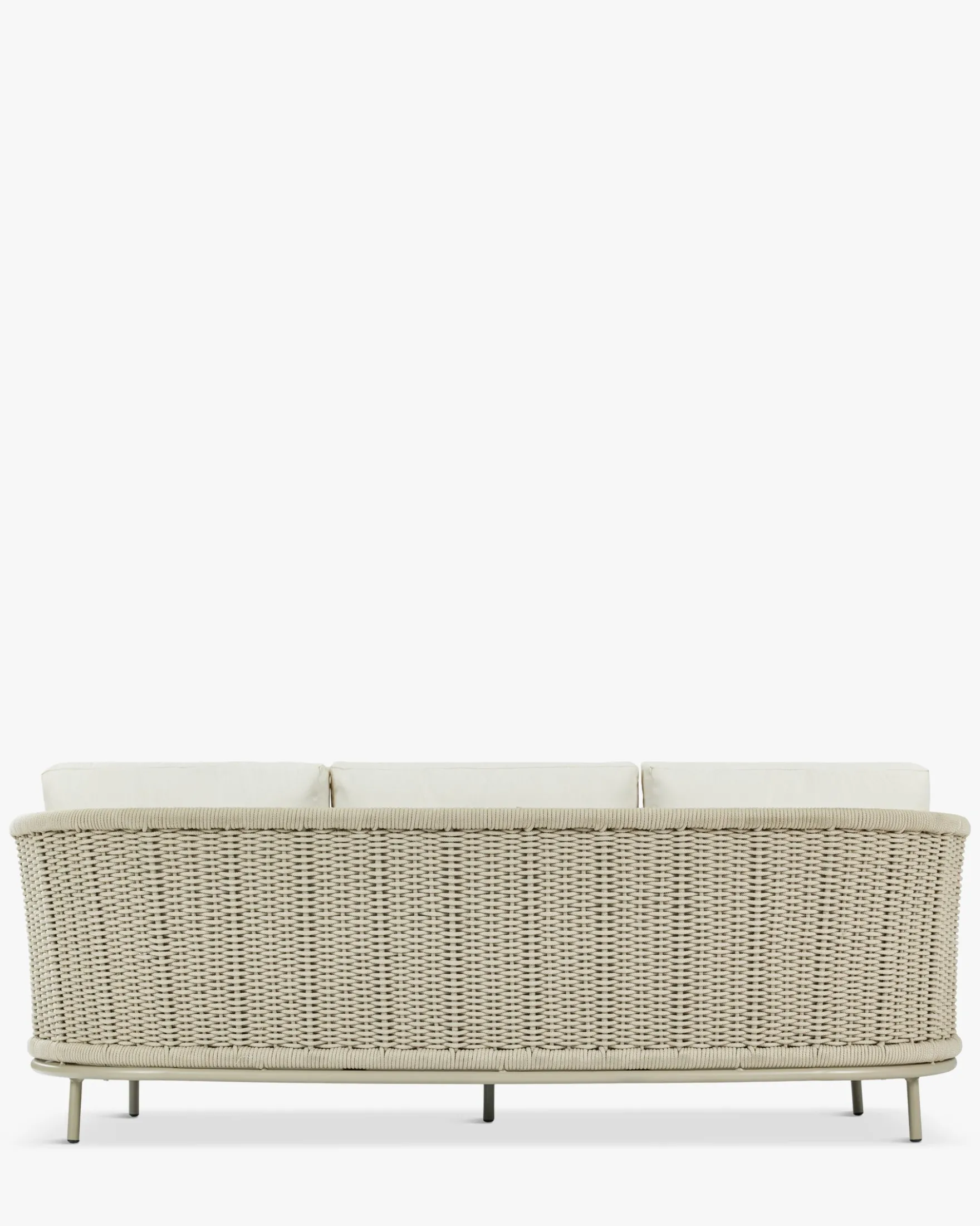 Canapé de jardin 3 places, Blanc/terracotta waterproof & métal taupe, L220 Florentino