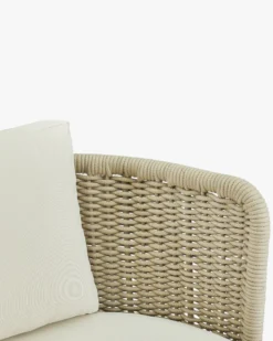 Canapé de jardin 3 places, Blanc/terracotta waterproof & métal taupe, L220 Florentino