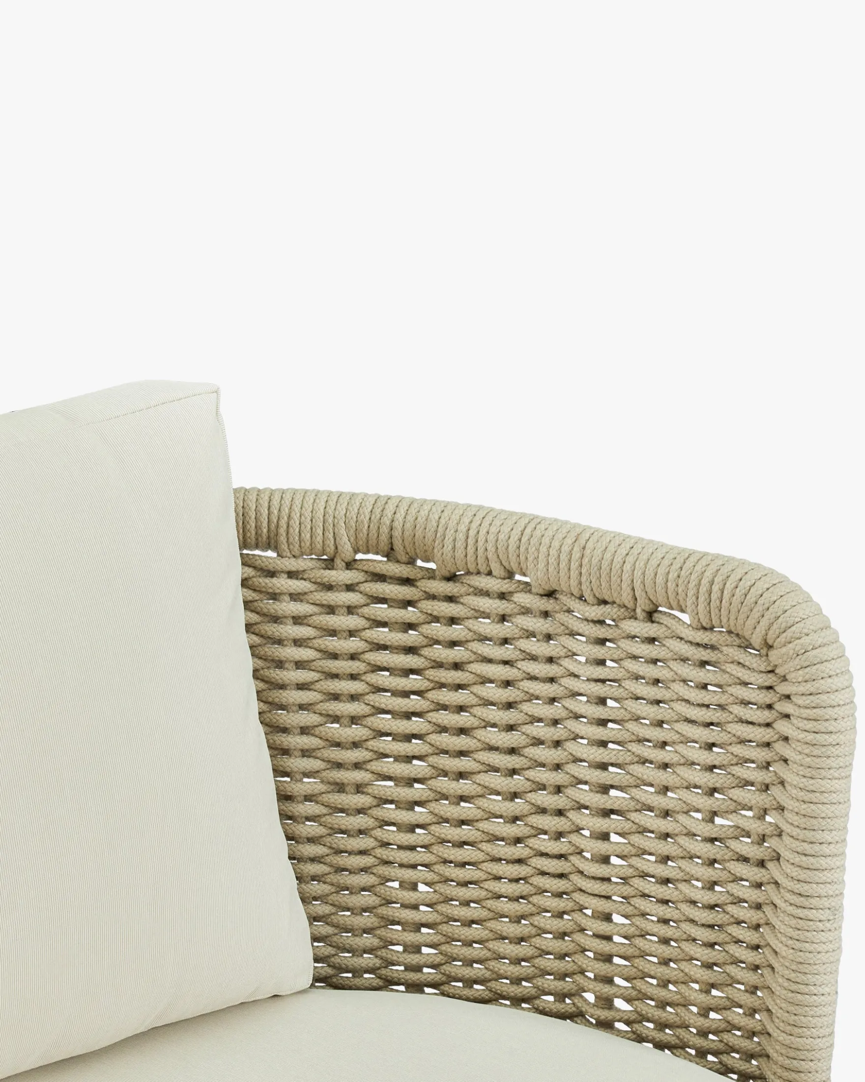 Canapé de jardin 3 places, Blanc/terracotta waterproof & métal taupe, L220 Florentino