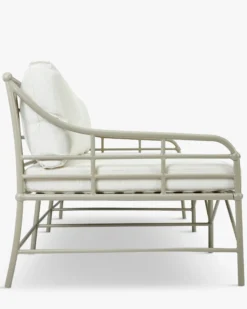 Canapé de jardin 3 places, Blanc waterproof & métal taupe, L220 Amalfi