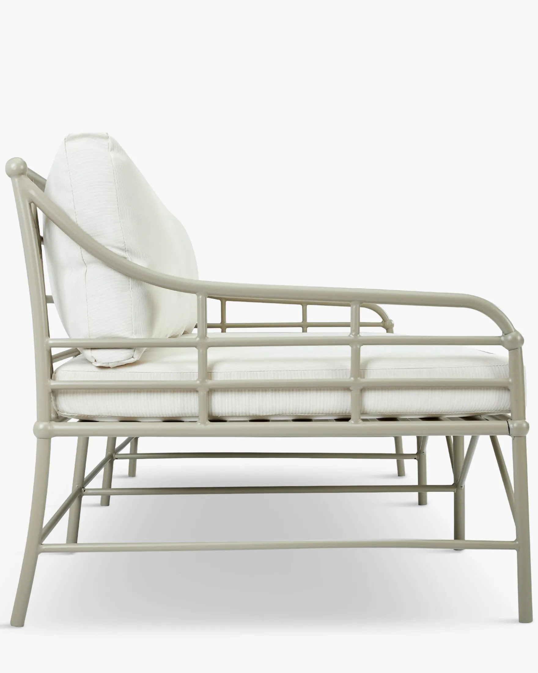 Canapé de jardin 3 places, Blanc waterproof & métal taupe, L220 Amalfi
