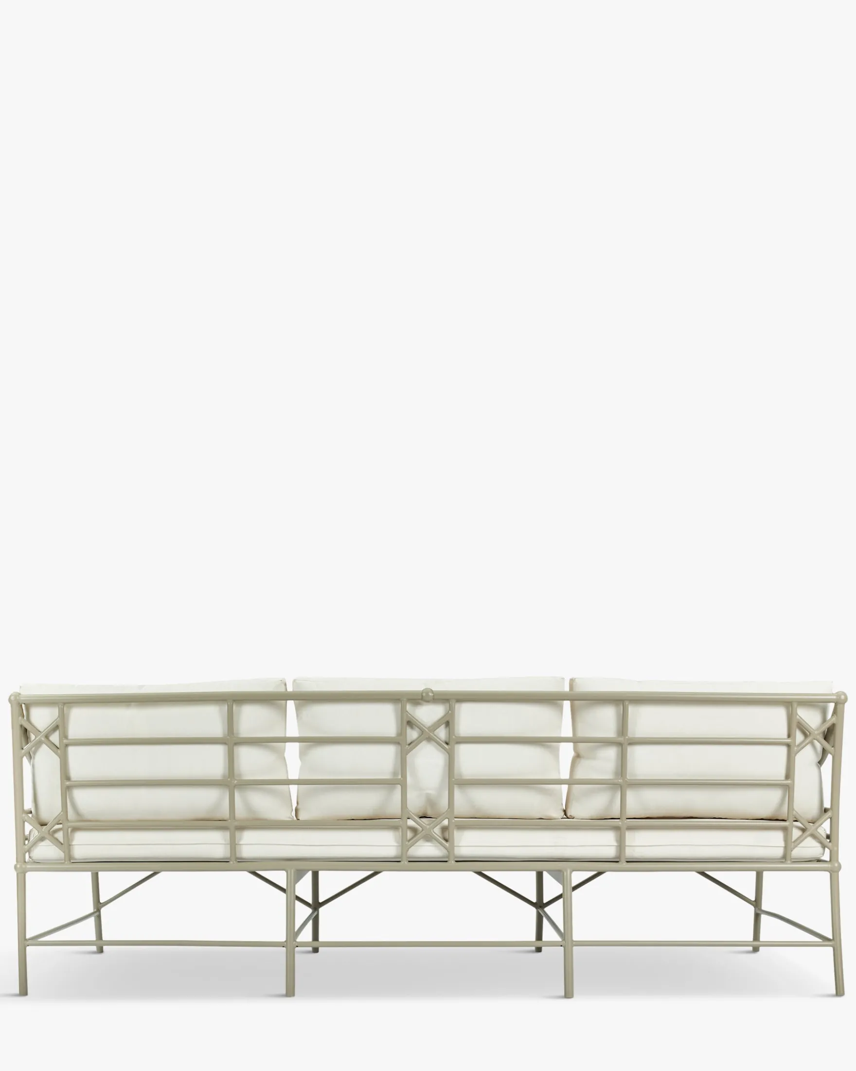 Canapé de jardin 3 places, Blanc waterproof & métal taupe, L220 Amalfi