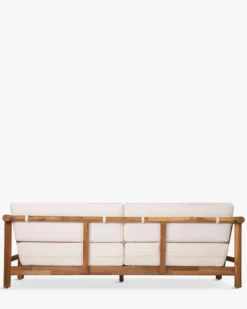 Canapé de jardin 3 places, Blanc waterproof & bois d'acacia, L223 Bexley