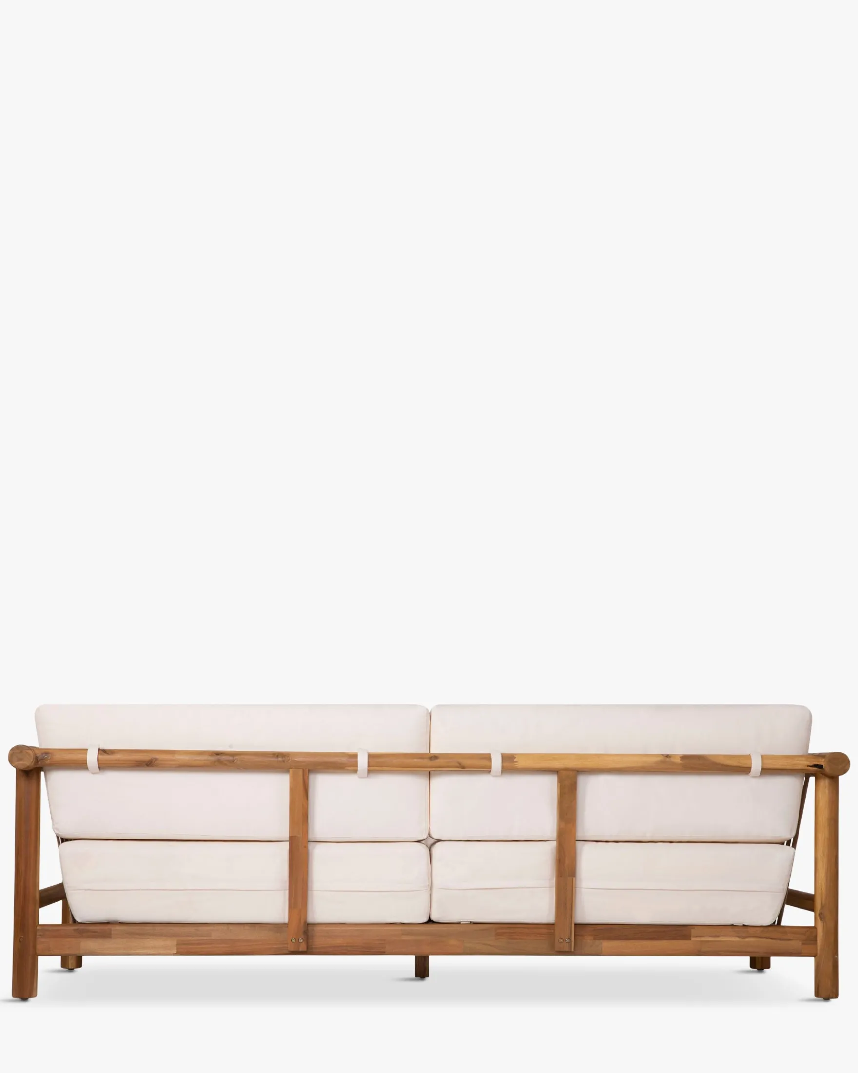 Canapé de jardin 3 places, Blanc waterproof & bois d'acacia, L223 Bexley