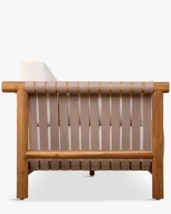 Canapé de jardin 3 places, Blanc waterproof & bois d'acacia, L223 Bexley