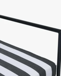 Canapé de jardin 2 places, Tissu waterproof noir-blanc & métal noir, L145 Bel Air