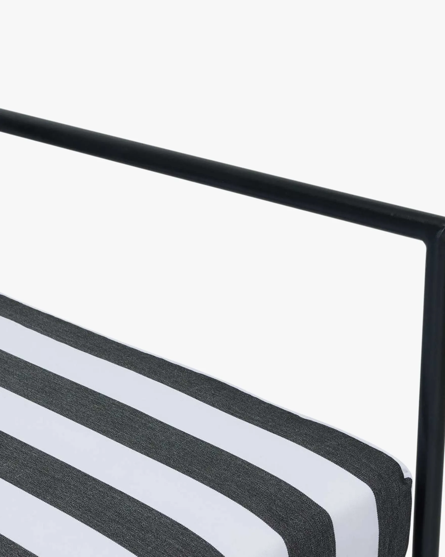 Canapé de jardin 2 places, Tissu waterproof noir-blanc & métal noir, L145 Bel Air
