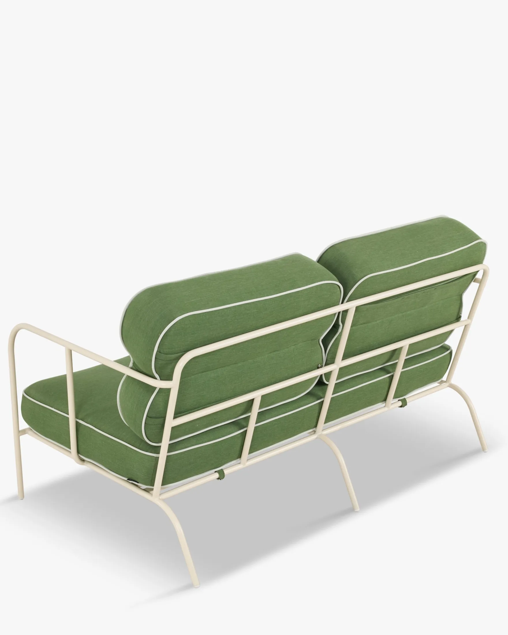 Canapé de jardin 2 places, Vert prairie & métal beige, L145 Maddalena