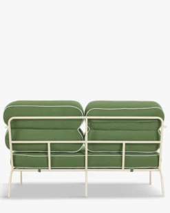 Canapé de jardin 2 places, Vert prairie & métal beige, L145 Maddalena