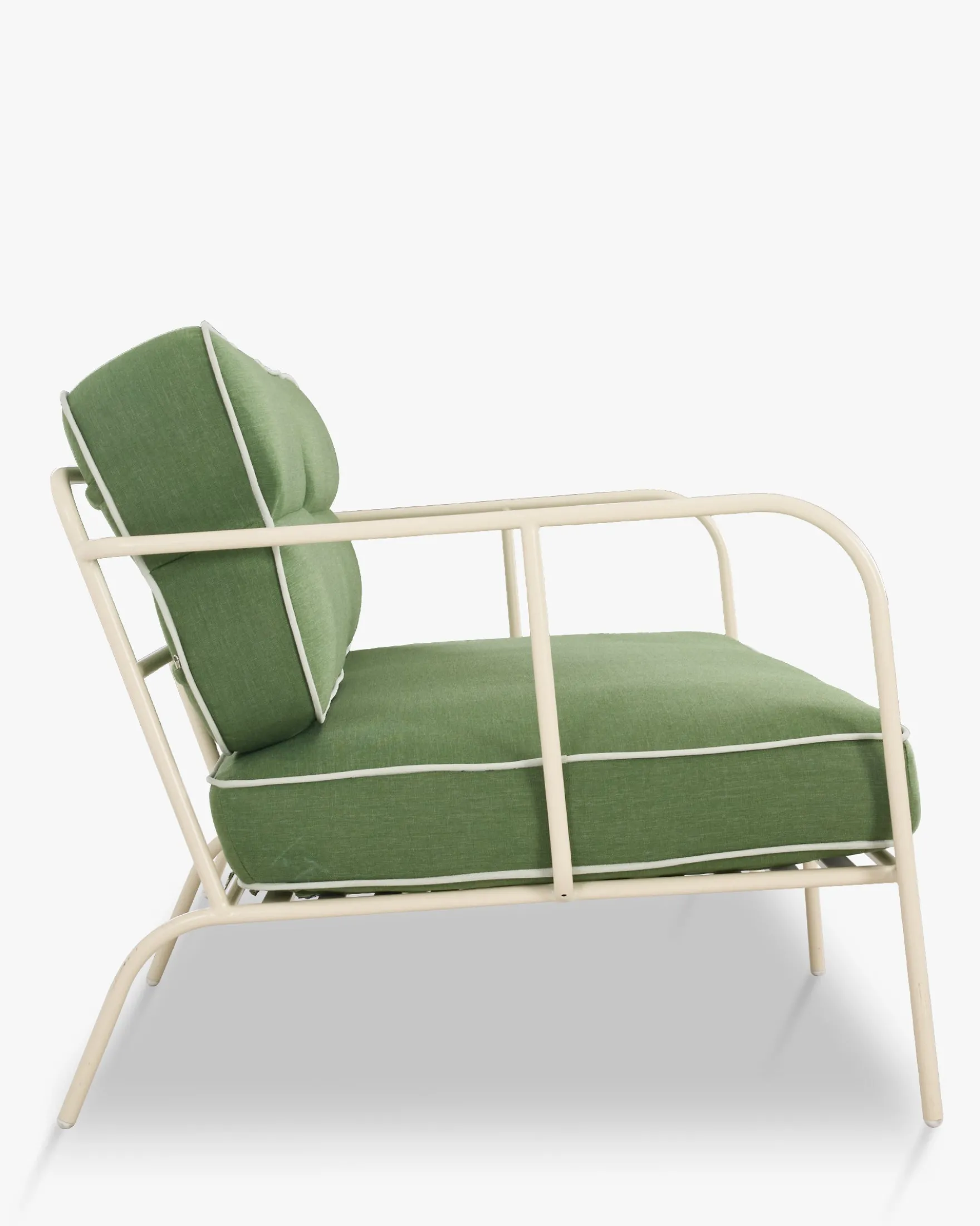 Canapé de jardin 2 places, Vert prairie & métal beige, L145 Maddalena