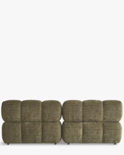 Canapé modulable angle interchangeable, Tweed vert lichen Waffle