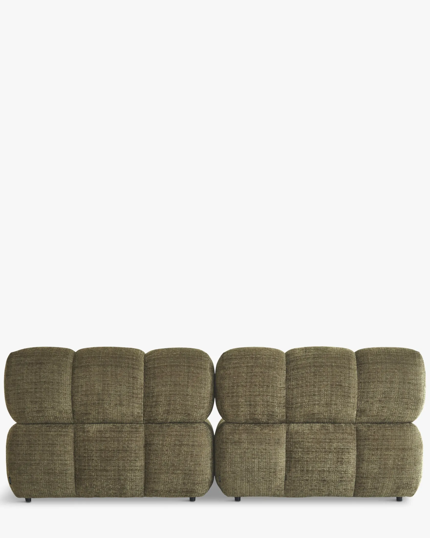 Canapé modulable angle interchangeable, Tweed vert lichen Waffle