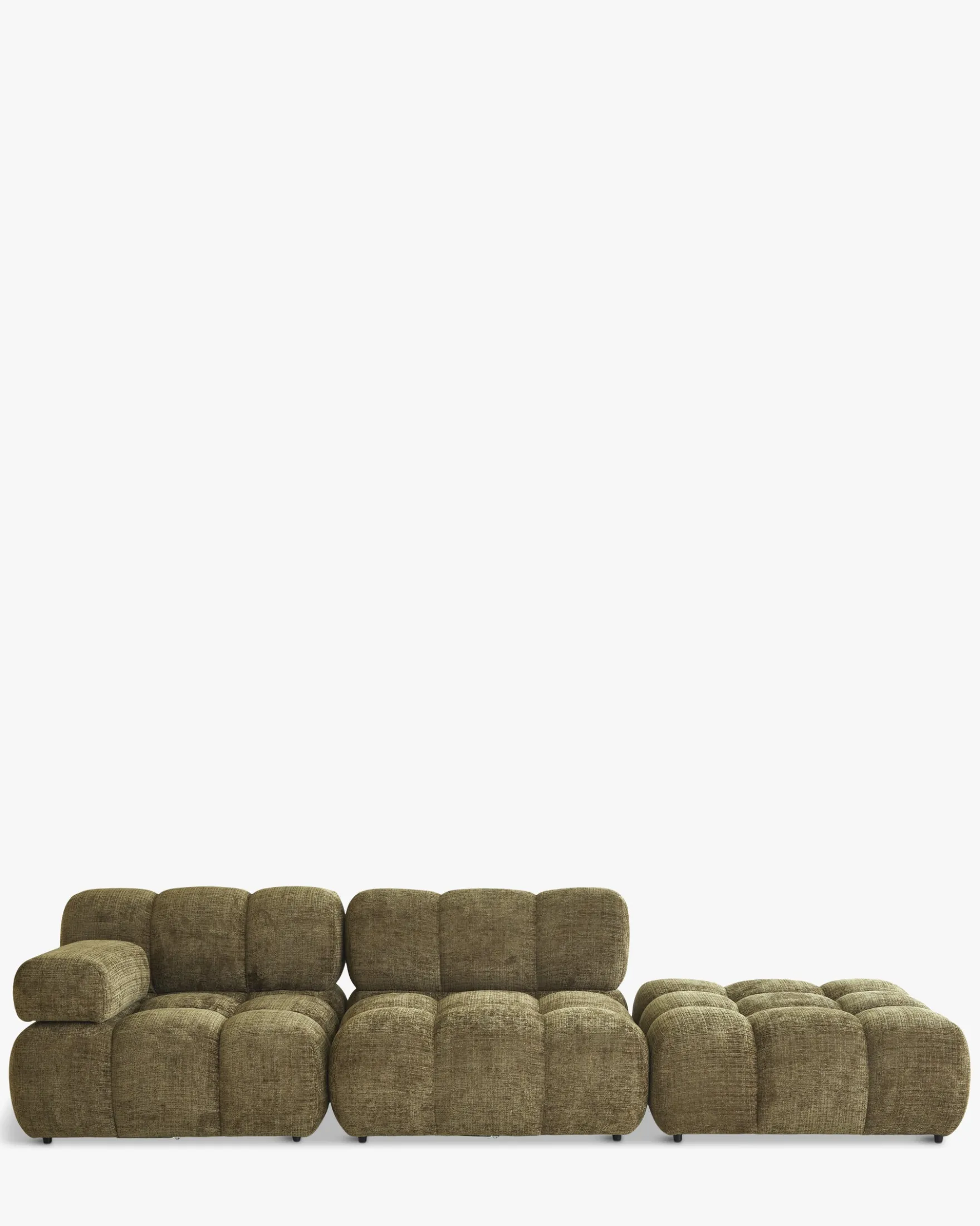 Canapé modulable angle interchangeable, Tweed vert lichen Waffle