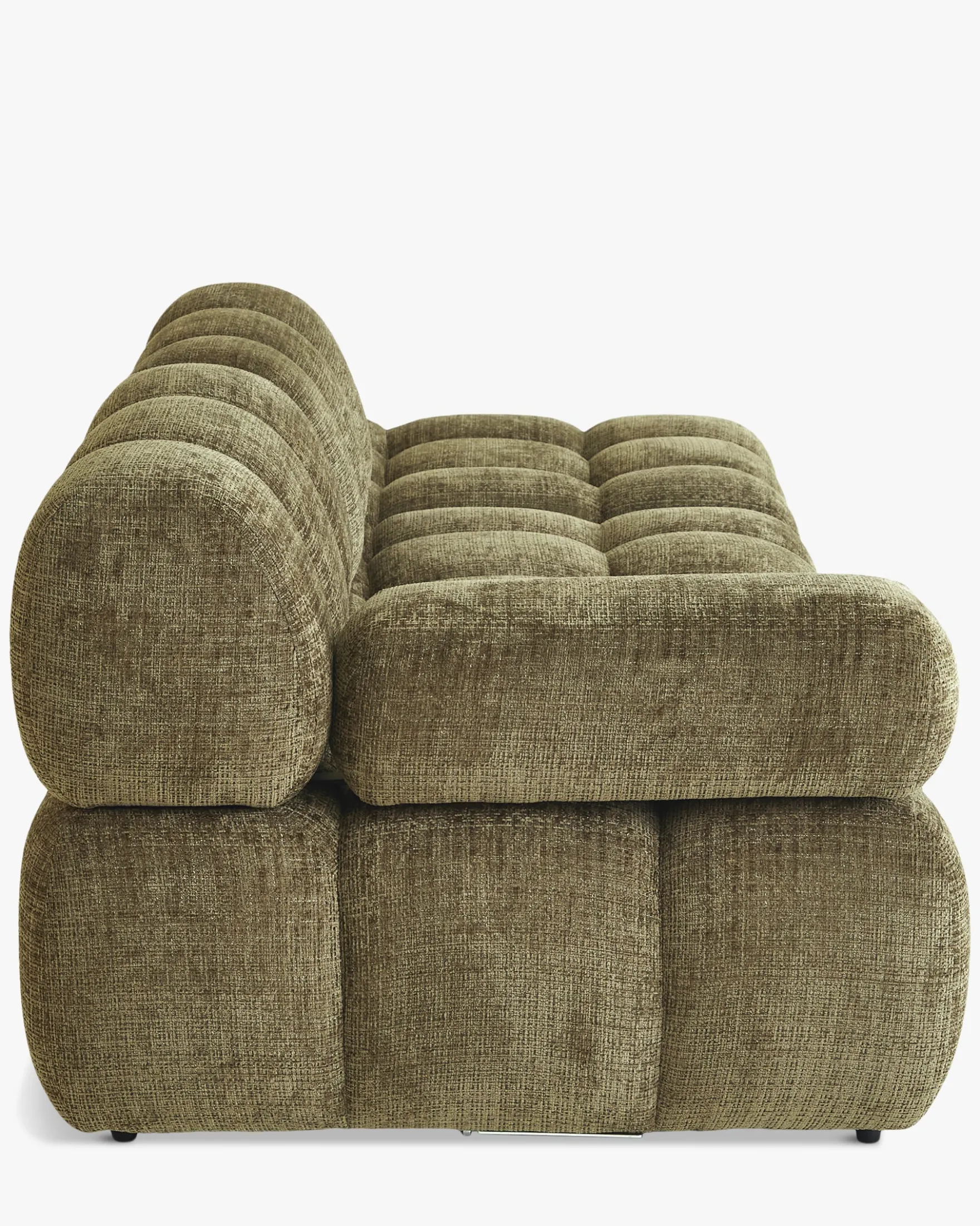 Canapé modulable angle interchangeable, Tweed vert lichen Waffle